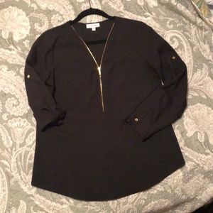 Calvin Klein black tunic with gold zipper